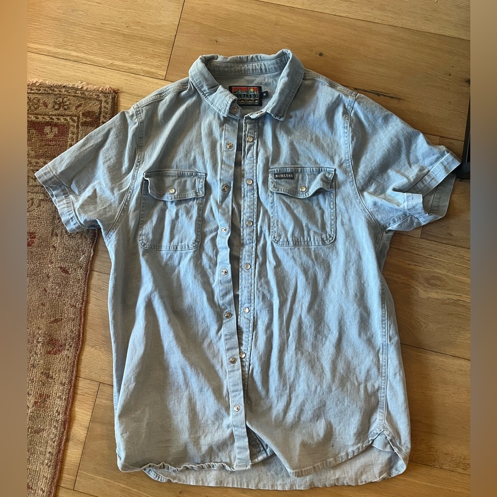 Burlebo Chambray pearl snap men’s medium